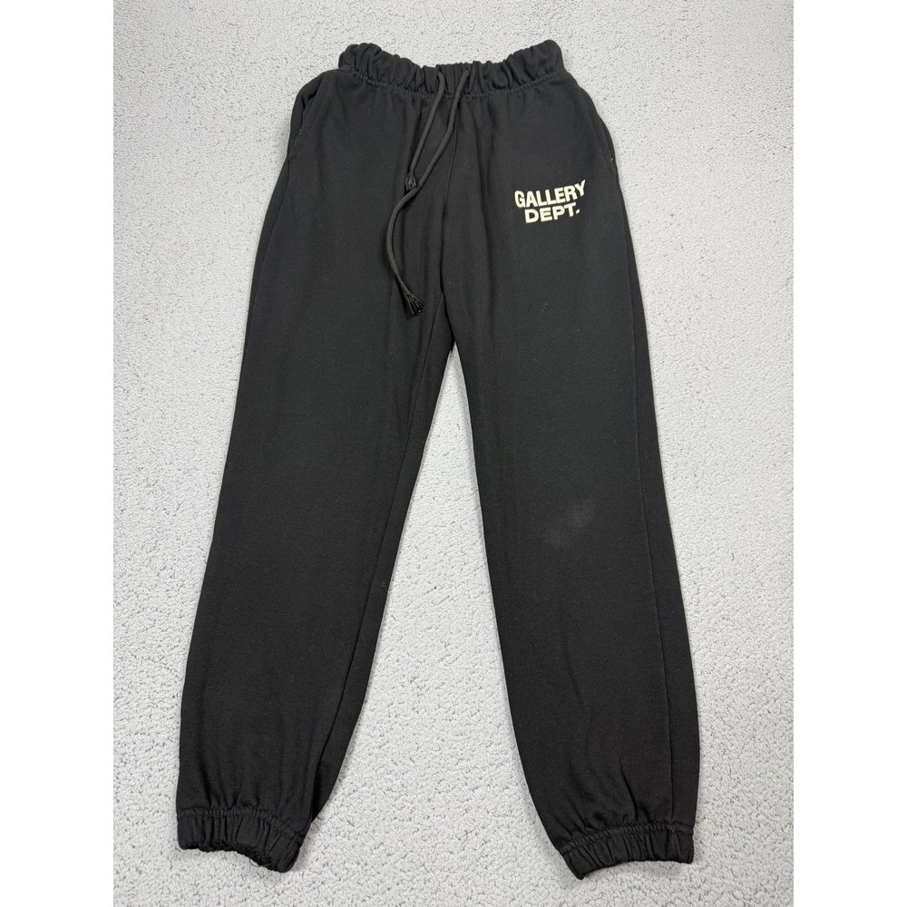 Gallery‎ Dept Sweatpants Mens Small Black Fleece Joggers Logo Made In USA